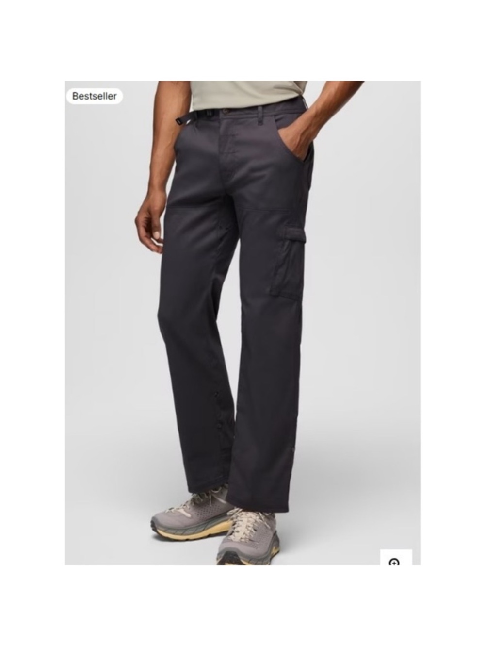 Prana Zion Cargo Hiking Outdoor Dark Iron Roll Up Stretch Pants Size 36